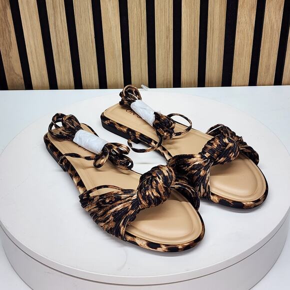 On 34th Shoes - NEW - On 34th Jenniee Women’s Leopard Print Lace Up Flat Sandals Size 8.5